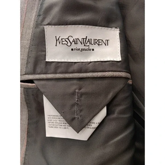 Yves Saint Laurent Rive Gauche Blazer Size 50r wool And silk Striped 2417 - Picture 11 of 16